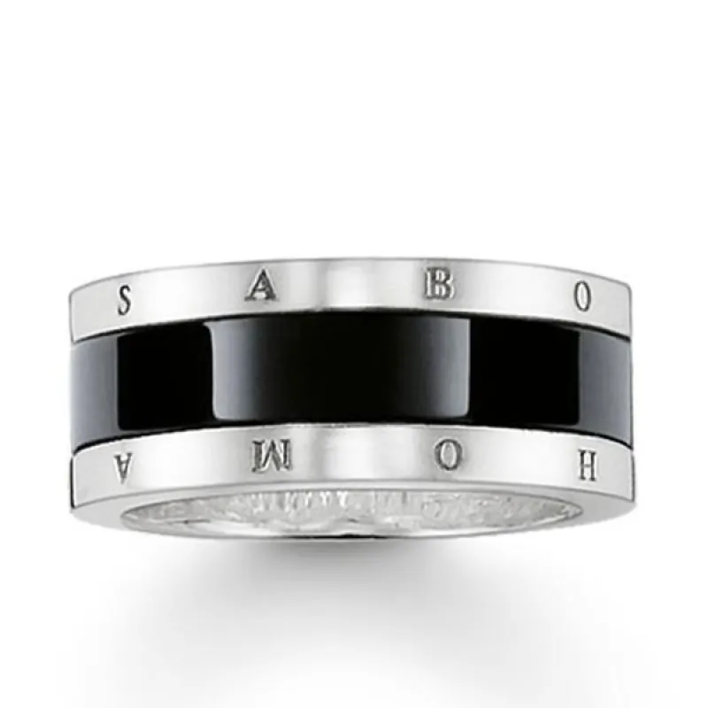 Thomas Sabo Glam And Soul Sterling Silver Black Ceramic Ring D sold by C.W. Sellors