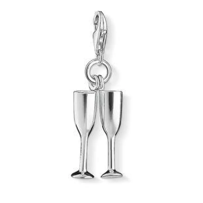 Thomas Sabo Charm Club Sterling Silver Champagne Glasses Charm sold by C.W. Sellors