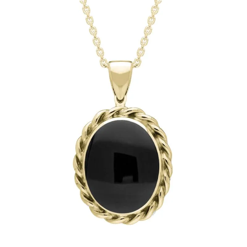 9ct Yellow Gold Whitby Jet Large Rope Oval Necklace sold by C.W. Sellors