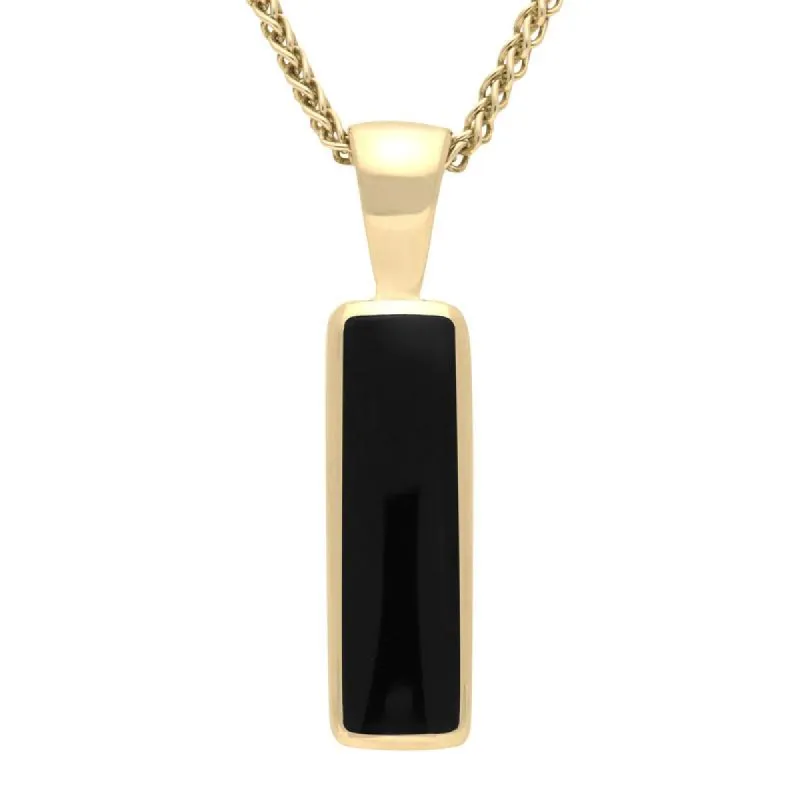 9ct Yellow Gold Whitby Jet Oblong Necklace sold by C.W. Sellors