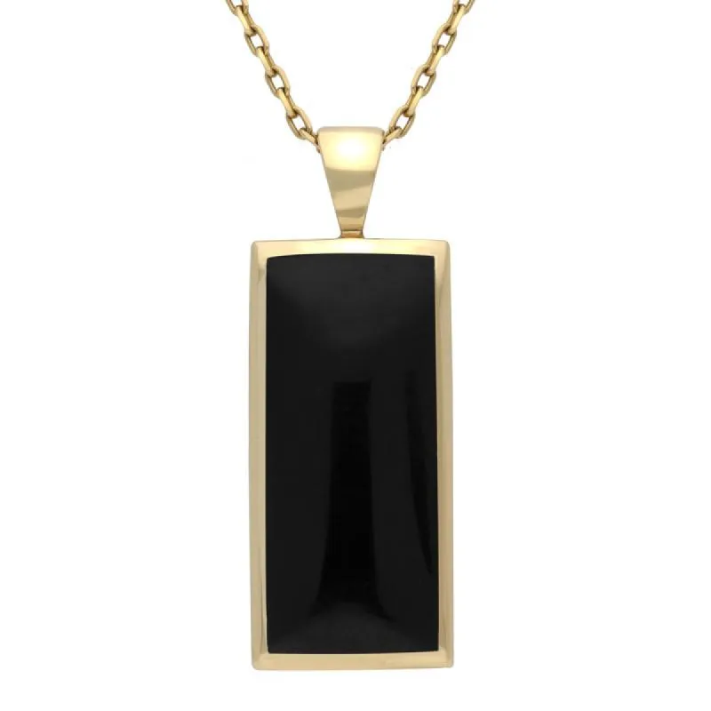 9ct Yellow Gold Whitby Jet Medium Oblong Necklace sold by C.W. Sellors