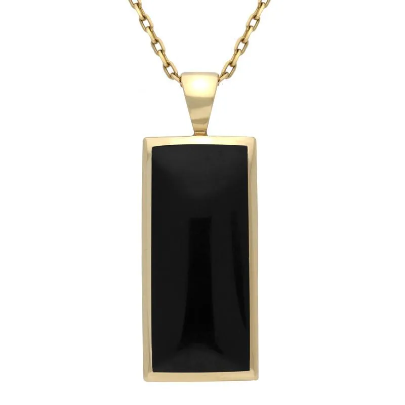 9ct Yellow Gold Whitby Jet Medium Oblong Necklace sold by C.W. Sellors