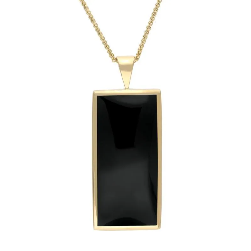 9ct Yellow Gold Whitby Jet Large Oblong Necklace sold by C.W. Sellors
