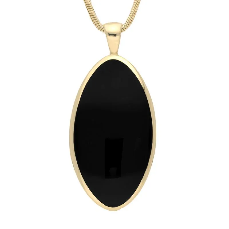 9ct Yellow Gold Whitby Jet Large Oval Necklace sold by C.W. Sellors