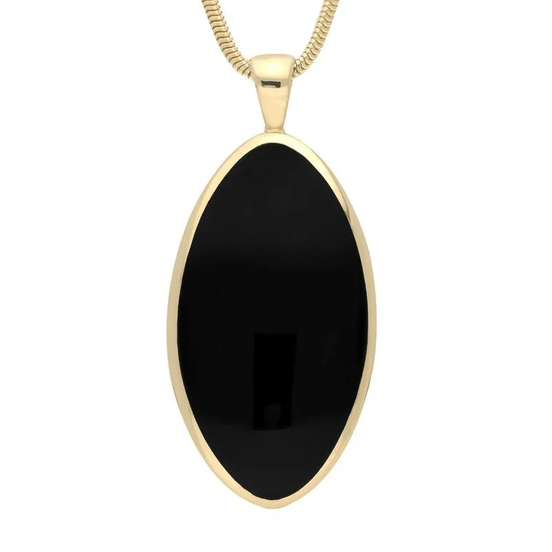 9ct Yellow Gold Whitby Jet Large Oval Necklace sold by C.W. Sellors