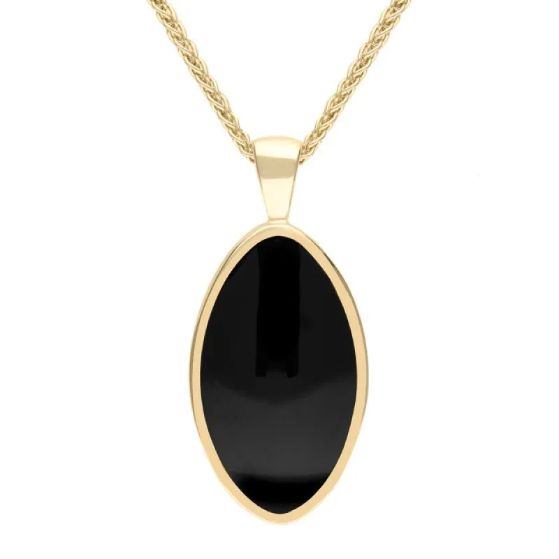 9ct Yellow Gold Whitby Jet Oval Necklace sold by C.W. Sellors