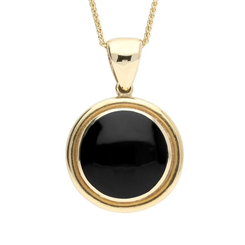 9ct Yellow Gold Whitby Jet Framed Round Necklace sold by C.W. Sellors