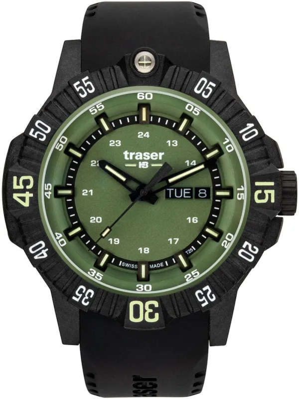 Traser H3 P99 Q Green Rubber made by C.W. Sellors
