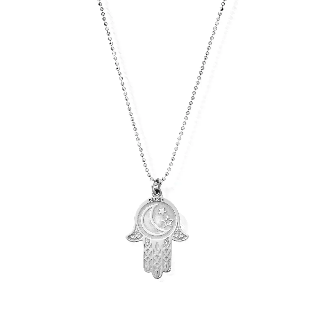 ChloBo Sterling Silver Moon & Star Hamsa Hand Pendant sold by C.W. Sellors