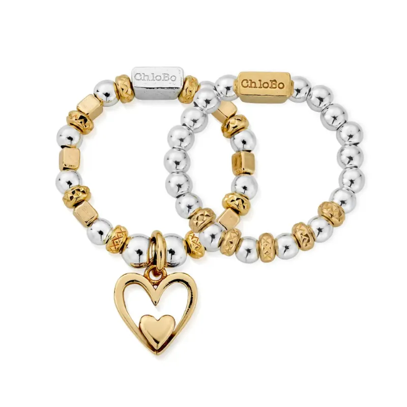 ChloBo Gold Plated Sterling Silver Inner Love Set of Two Rings sold by C.W. Sellors