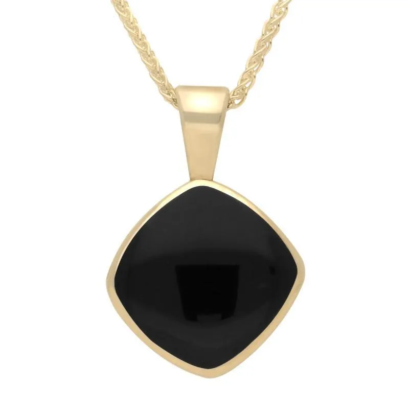 9ct Yellow Gold Whitby Jet Cushion Shaped Necklace sold by C.W. Sellors