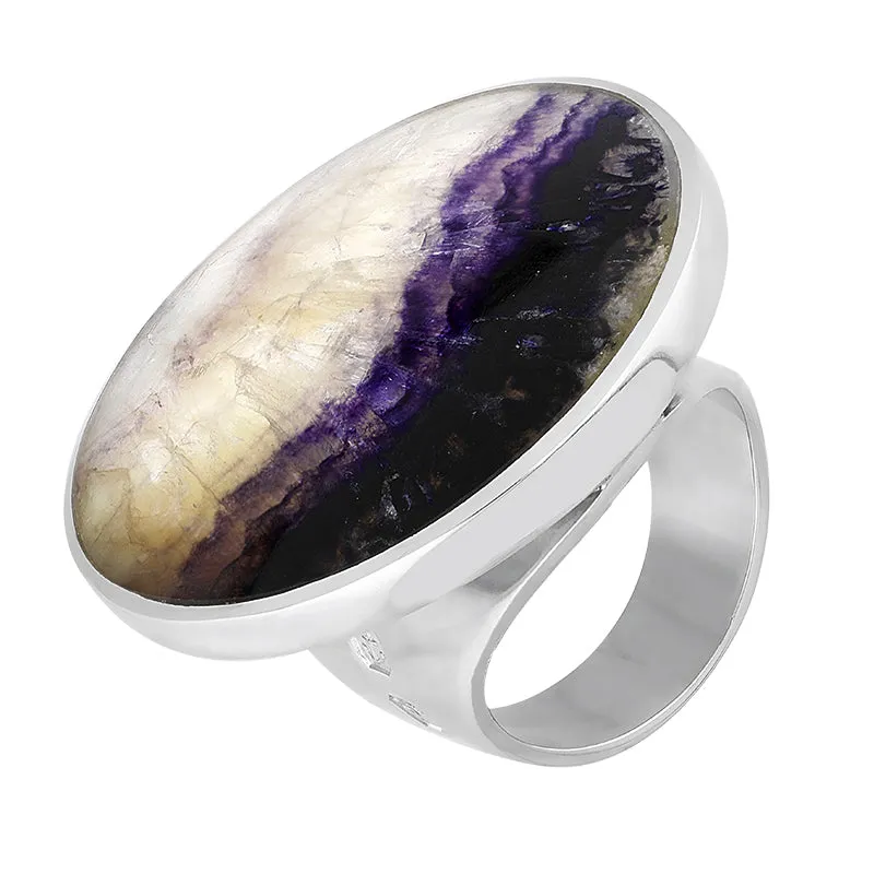 9ct White Gold Blue John Hallmark Large Round Ring sold by C.W. Sellors