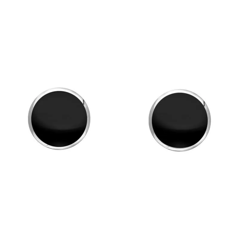 Sterling Silver Whitby Jet 4mm Classic Small Round Stud Earrings sold by C.W. Sellors