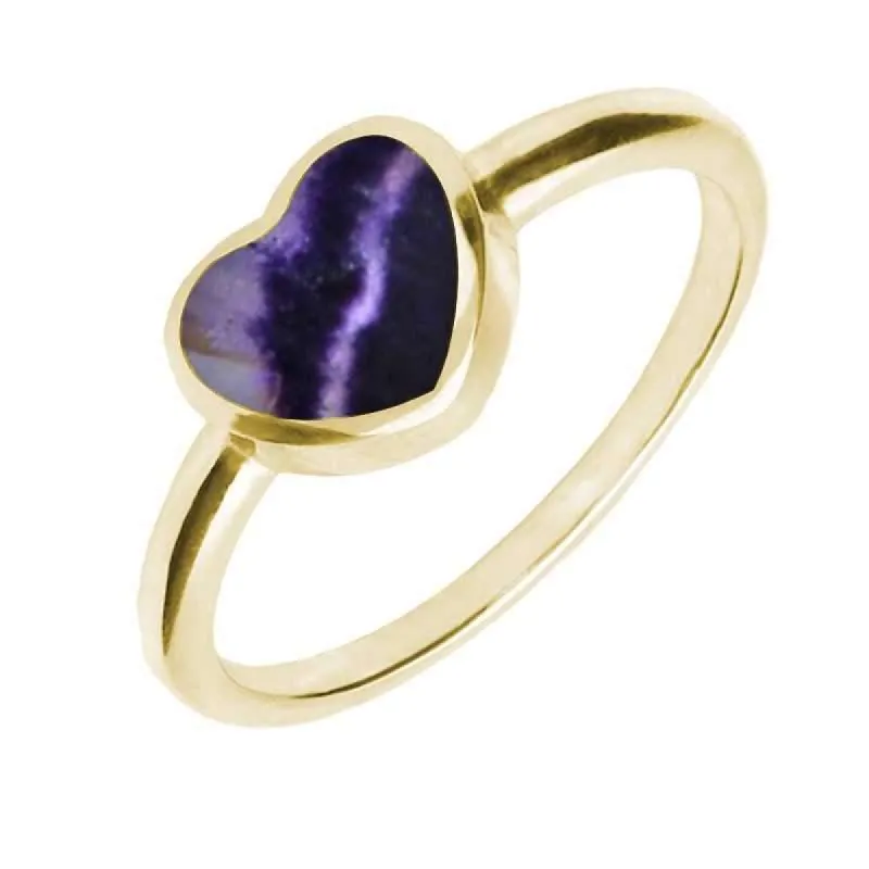 9ct Yellow Gold Blue John Single Heart Ring sold by C.W. Sellors