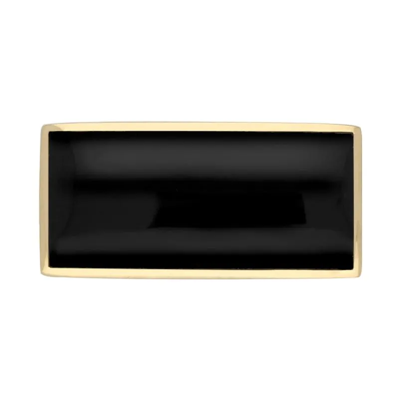 9ct Yellow Gold Whitby Jet Contemporary Oblong Brooch sold by C.W. Sellors