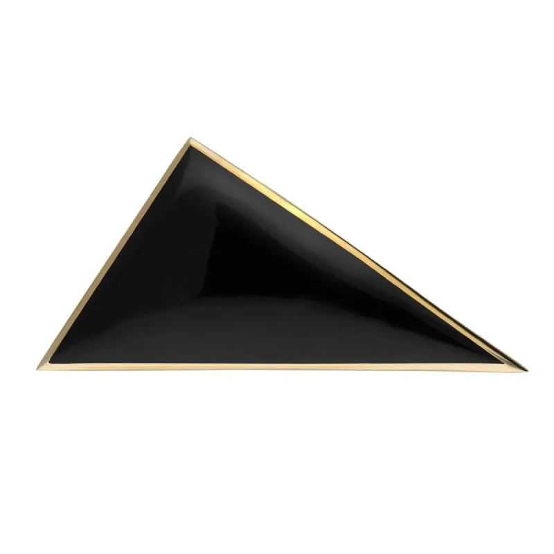 9ct Yellow Gold Whitby Jet Contemporary Triangular Brooch sold by C.W. Sellors