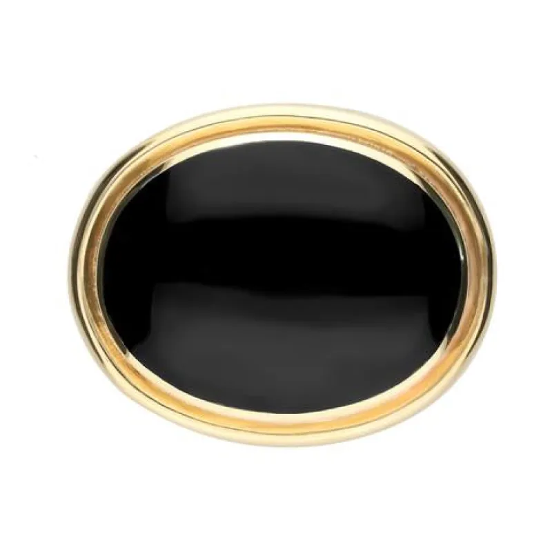 9ct Yellow Gold Whitby Jet Large Classic Framed Oval Brooch sold by C.W. Sellors