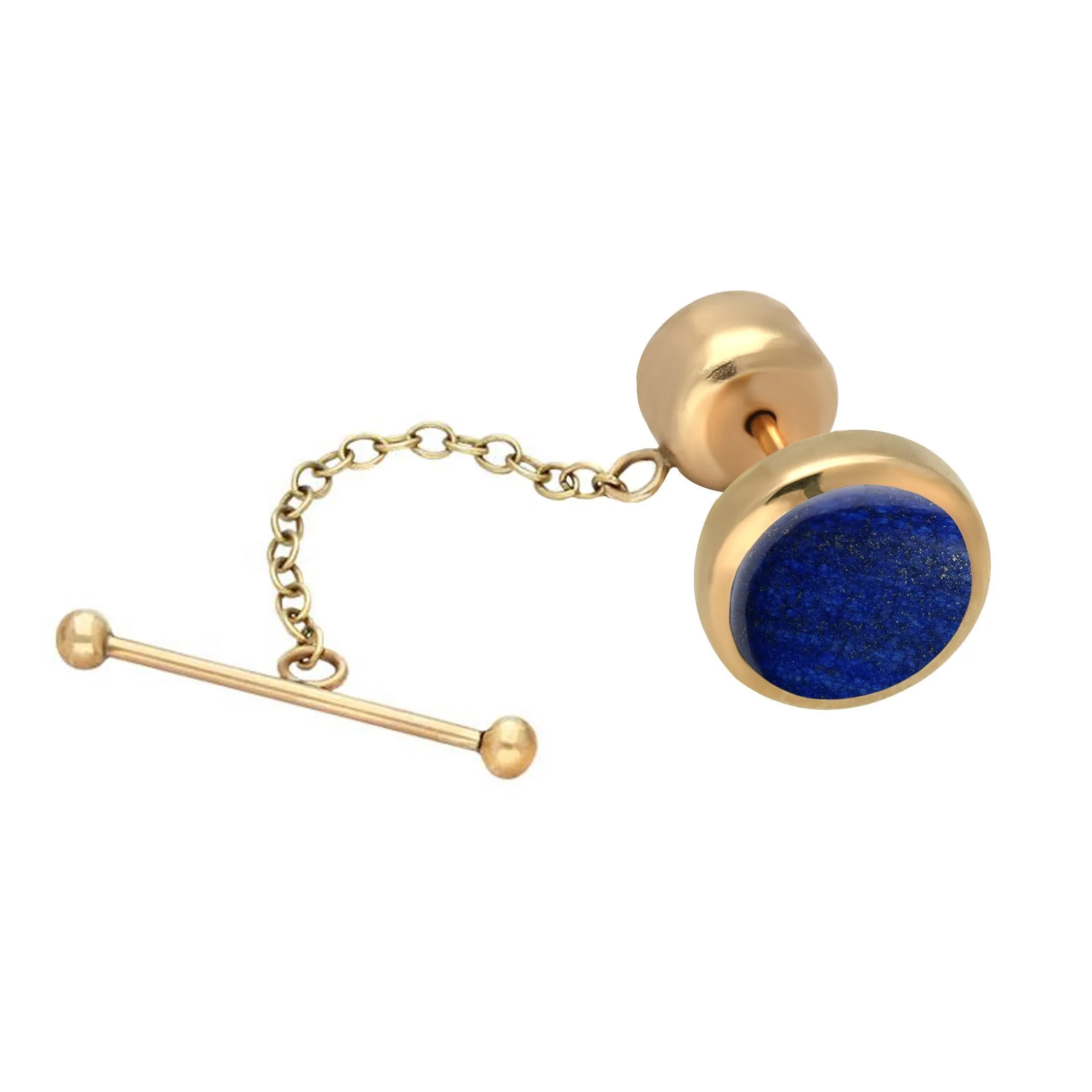 9ct Yellow Gold Lapis Lazuli Circle Tie Pin sold by C.W. Sellors