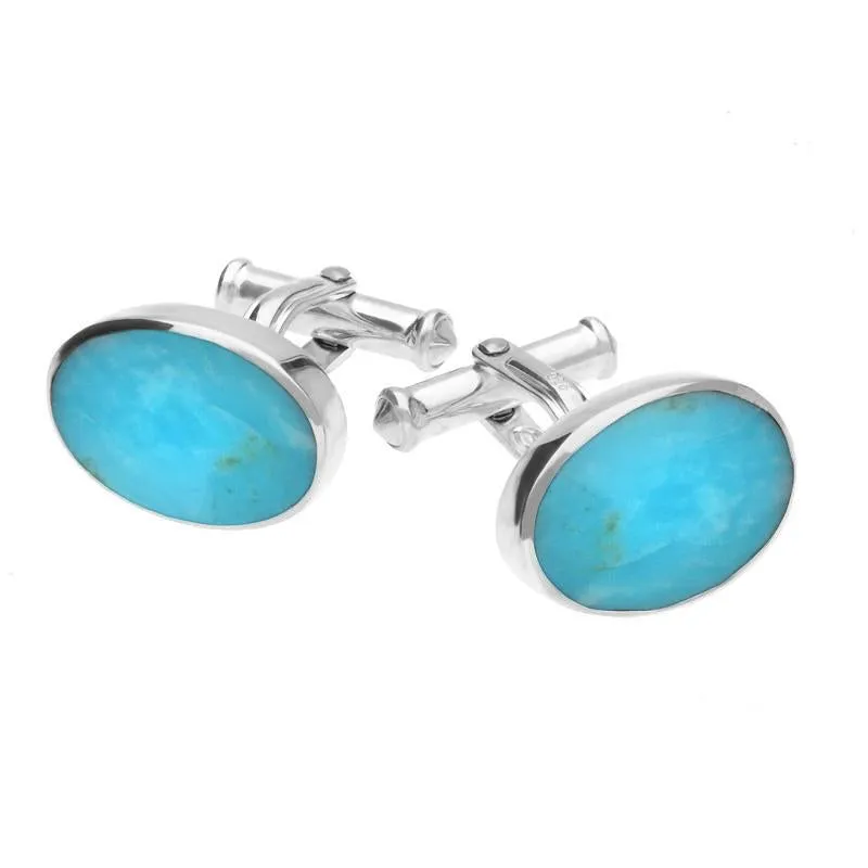 Sterling Silver Turquoise Oval Cushion Cufflinks sold by C.W. Sellors