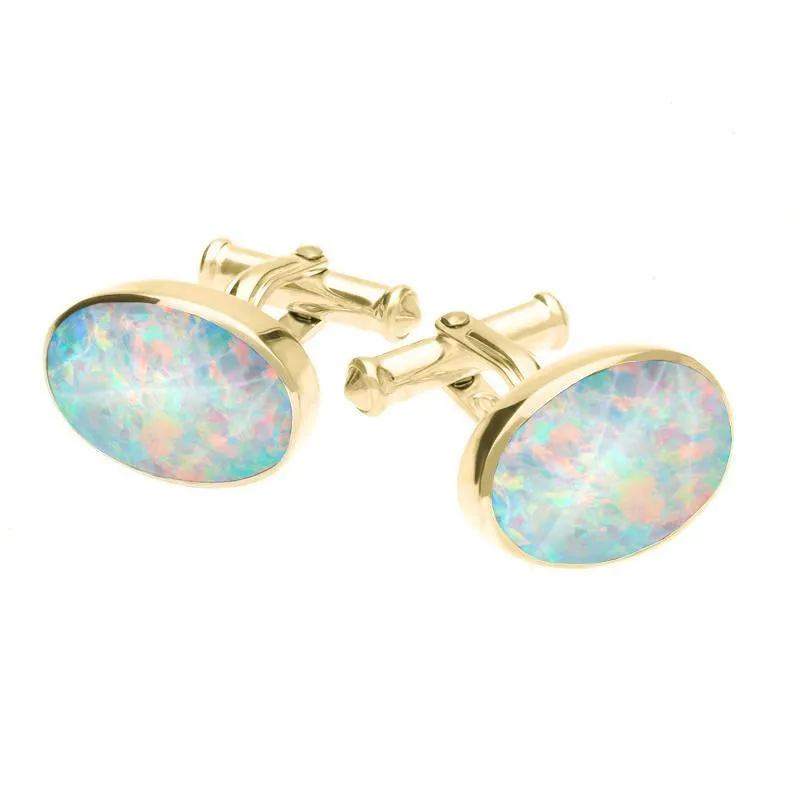 9ct Yellow Gold Opal Oval Cufflinks sold by C.W. Sellors