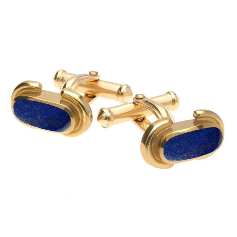 9ct Yellow Gold Lapis Lazuli Dodgem Cufflinks sold by C.W. Sellors