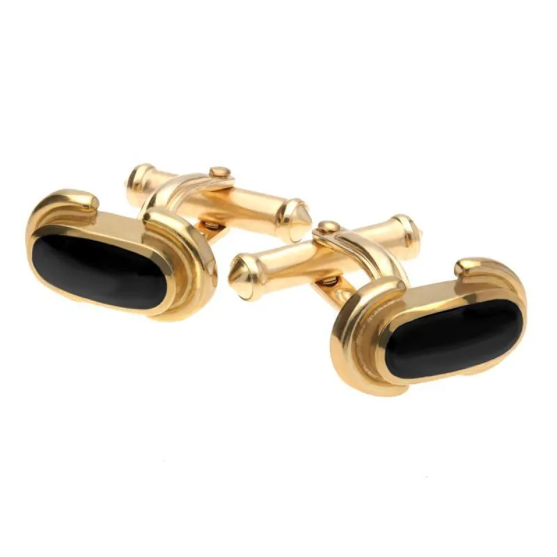 9ct Yellow Gold Whitby Jet Dodgem Cufflinks D sold by C.W. Sellors