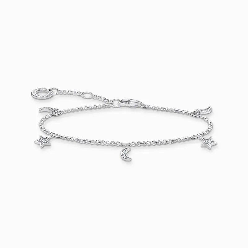 Thomas Sabo Charm Club Sterling Silver Star Moon Bracelet sold by C.W. Sellors