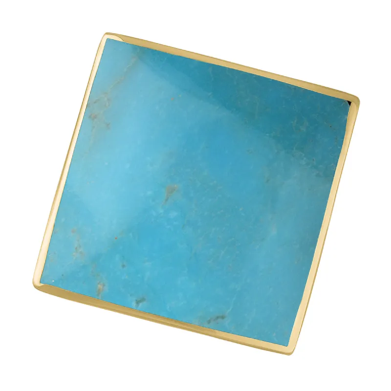 9ct Yellow Gold Turquoise Hallmark Large Rhombus Ring sold by C.W. Sellors
