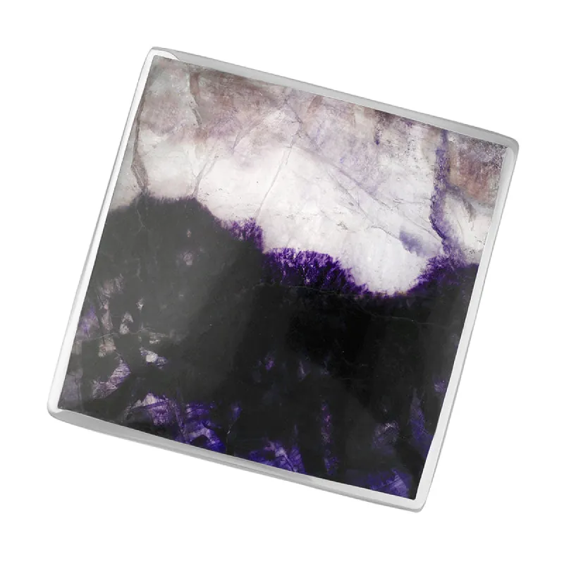 9ct White Gold Blue John Hallmark Large Rhombus Ring sold by C.W. Sellors