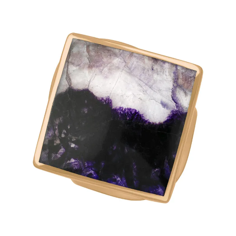 9ct Rose Gold Blue John Hallmark Medium Rhombus Ring sold by C.W. Sellors