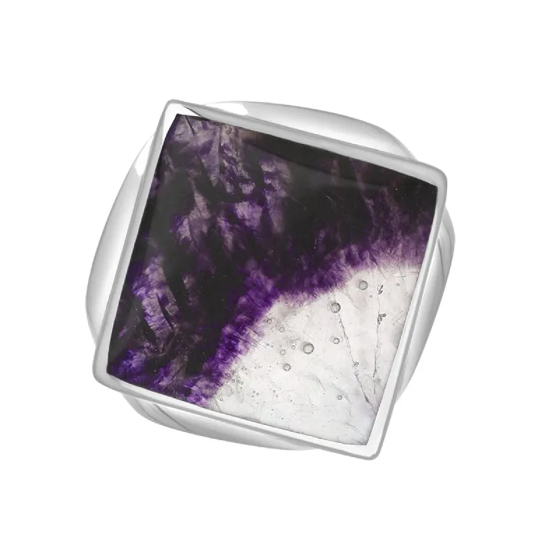 Sterling Silver Blue John Hallmark Small Rhombus Ring sold by C.W. Sellors