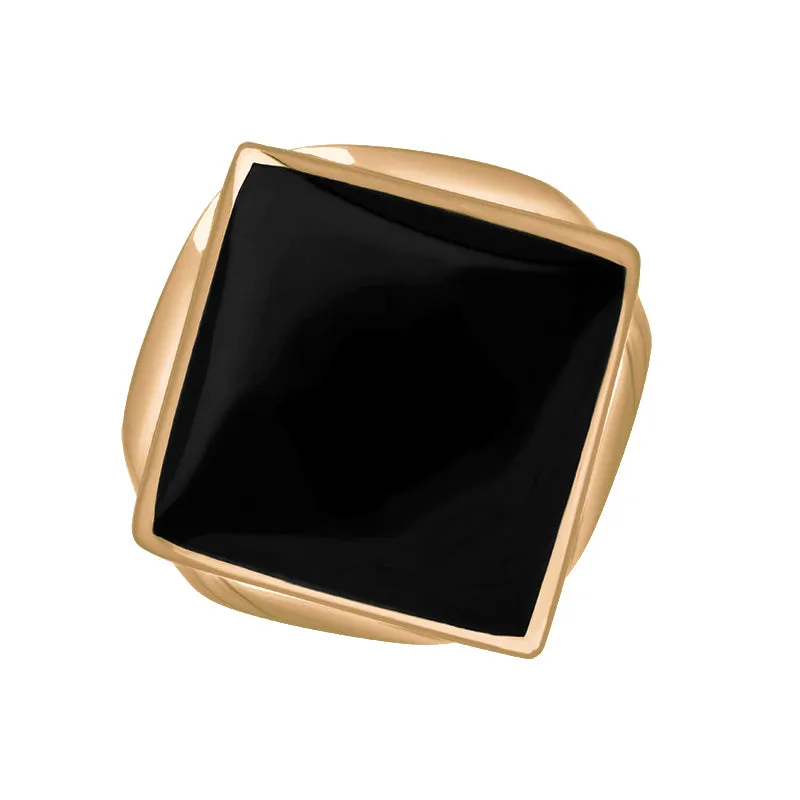 9ct Rose Gold Whitby Jet Hallmark Small Rhombus Ring sold by C.W. Sellors