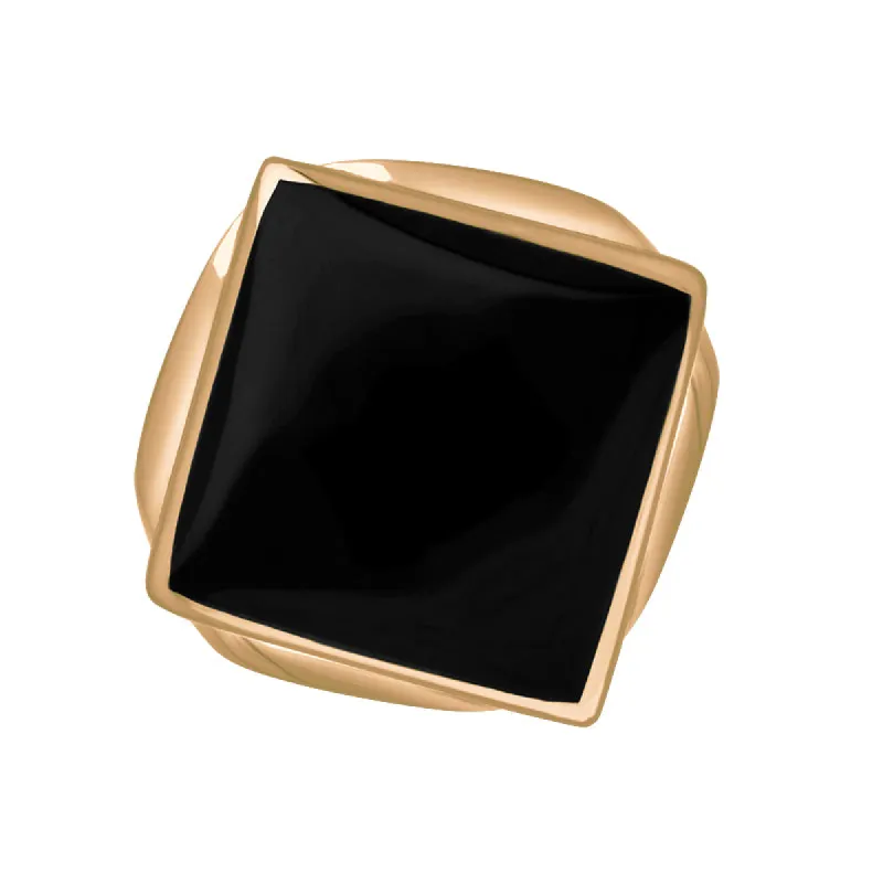 18ct Rose Gold Whitby Jet Hallmark Small Rhombus Ring sold by C.W. Sellors