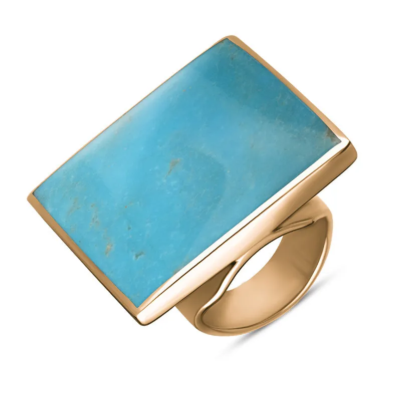 9ct Rose Gold Turquoise Hallmark Large Square Ring sold by C.W. Sellors