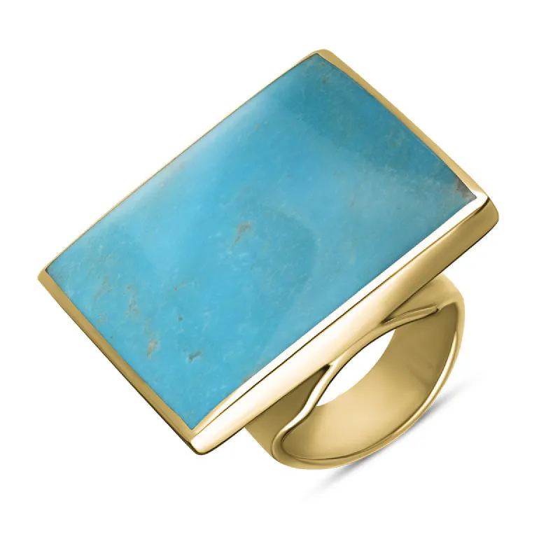 18ct Yellow Gold Turquoise Hallmark Large Square Ring sold by C.W. Sellors