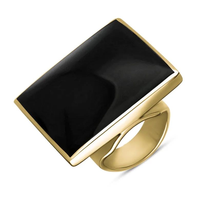 18ct Yellow Gold Whitby Jet Hallmark Large Square Ring sold by C.W. Sellors