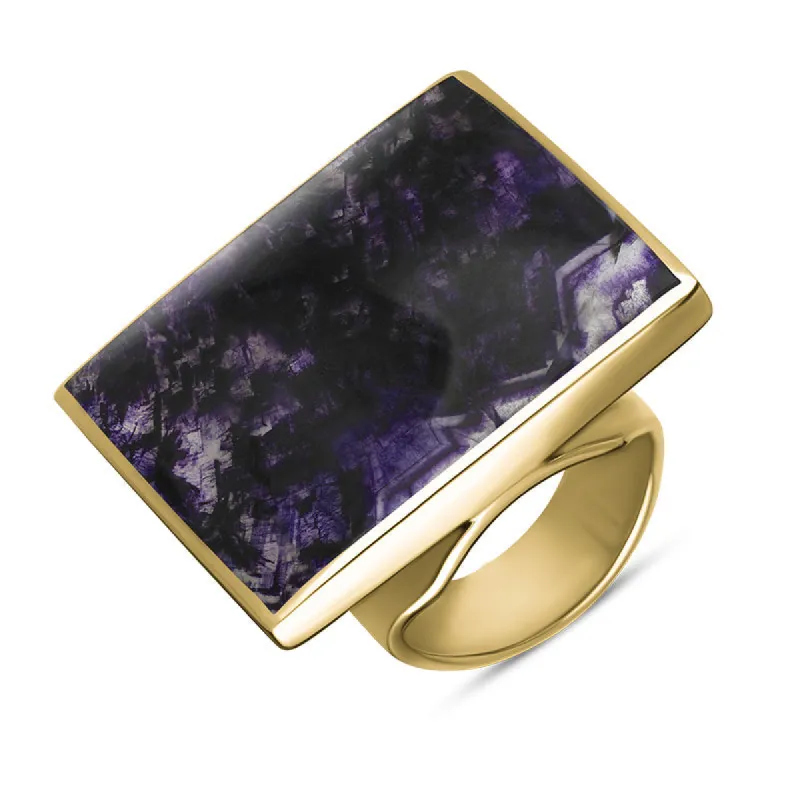 18ct Yellow Gold Blue John Hallmark Large Square Ring sold by C.W. Sellors