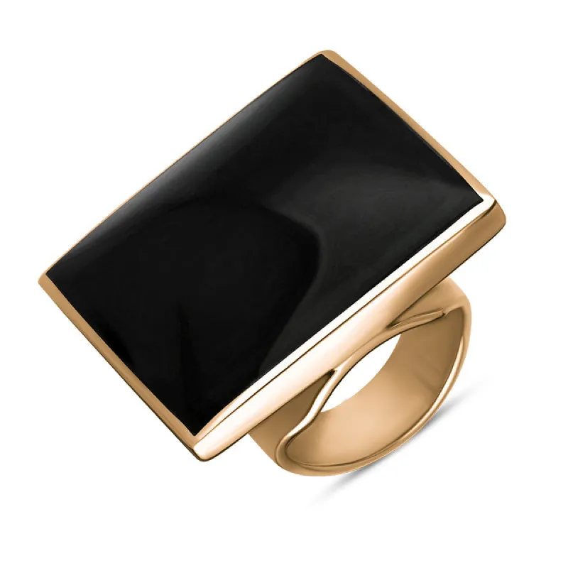 18ct Rose Gold Whitby Jet Hallmark Large Square Ring sold by C.W. Sellors