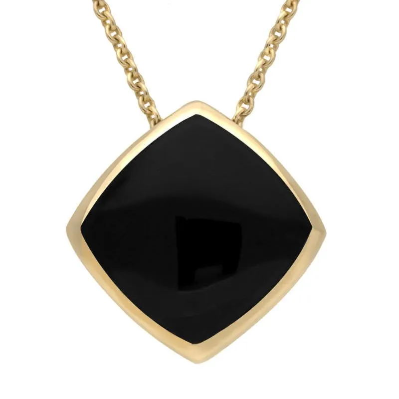 9ct Yellow Gold Whitby Jet Cushion Necklace sold by C.W. Sellors