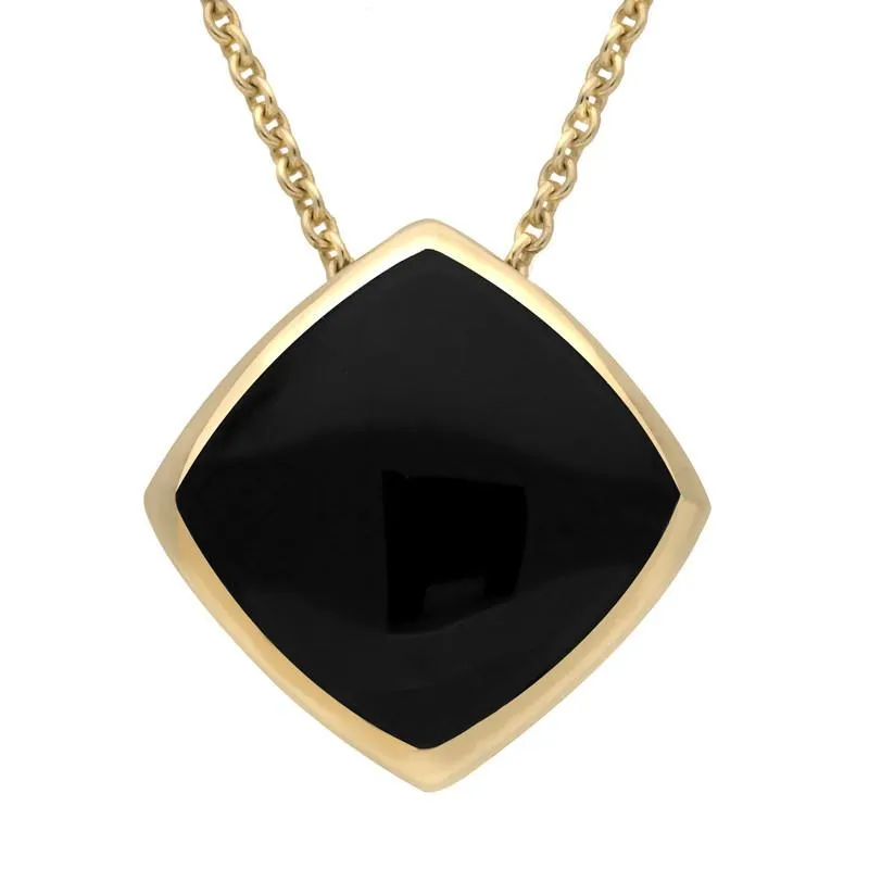 9ct Yellow Gold Whitby Jet Cushion Necklace sold by C.W. Sellors