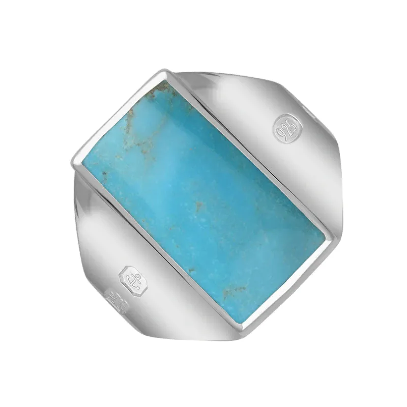Sterling Silver Turquoise Hallmark Small Oblong Ring sold by C.W. Sellors