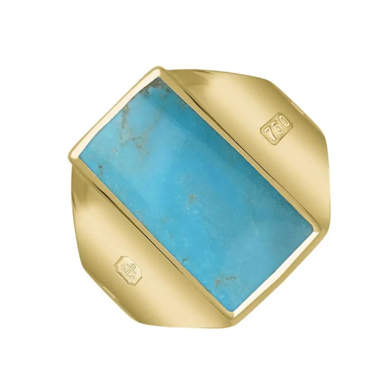 18ct Yellow Gold Turquoise Hallmark Small Oblong Ring sold by C.W. Sellors