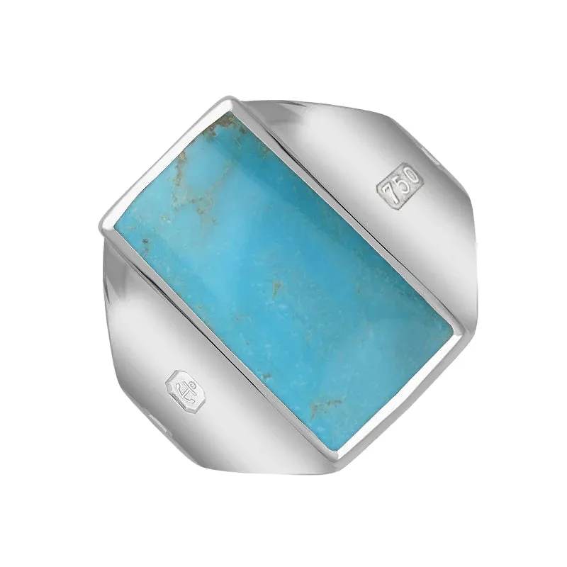 18ct White Gold Turquoise Hallmark Small Oblong Ring sold by C.W. Sellors