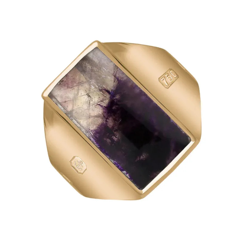 18ct Rose Gold Blue John Hallmark Small Oblong Ring sold by C.W. Sellors