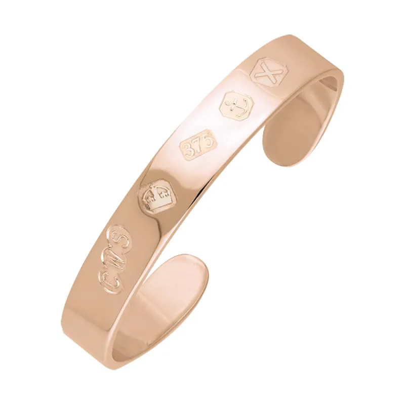 9ct Rose Gold Hallmark Cuff Bangle sold by C.W. Sellors
