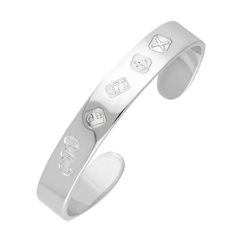 9ct White Gold Hallmark Cuff Bangle sold by C.W. Sellors