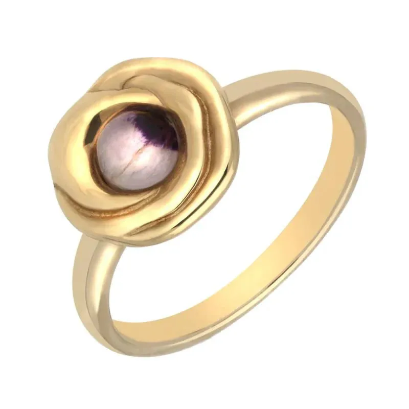 9ct Yellow Gold Blue John Stone Rose Ring sold by C.W. Sellors