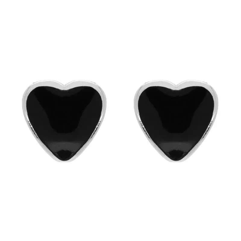 Sterling Silver Whitby Jet Heart Stud Earrings sold by C.W. Sellors