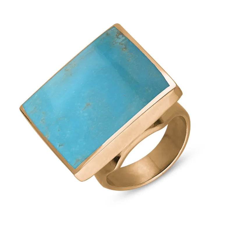 9ct Rose Gold Turquoise Hallmark Medium Square Ring sold by C.W. Sellors