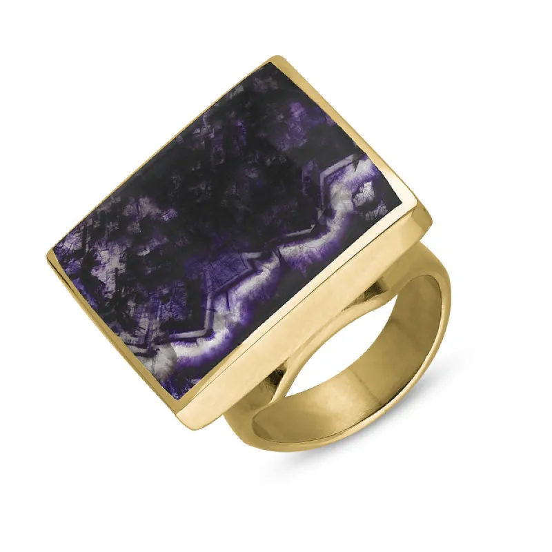 18ct Yellow Gold Blue John Hallmark Medium Square Ring sold by C.W. Sellors
